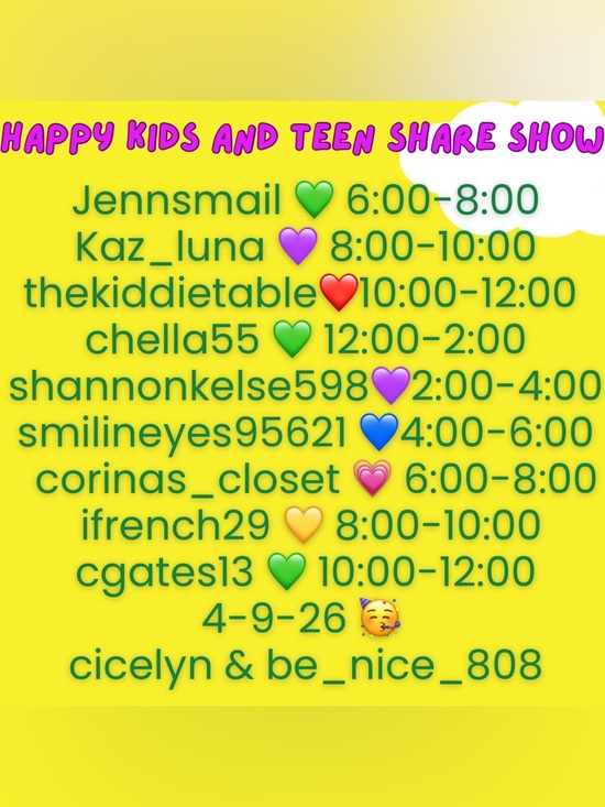 Other - Kids and teen first share show every Thursday! 
Let’s get you what you need!